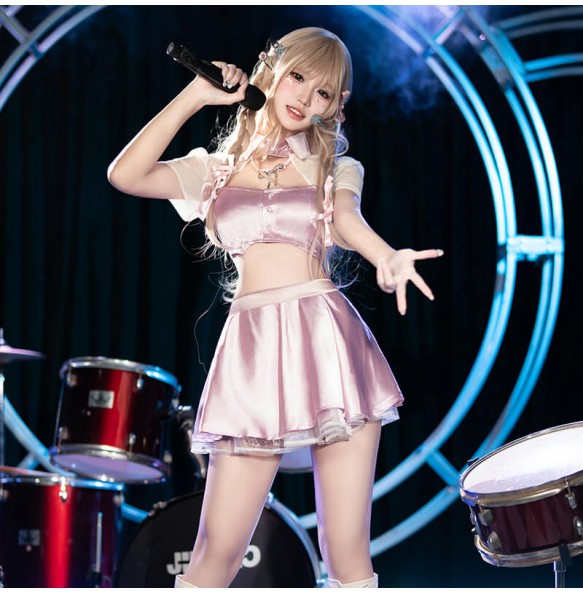 FEE ET MOI - KPOP Girl Group Crop Top Performance Set (Pink - White)